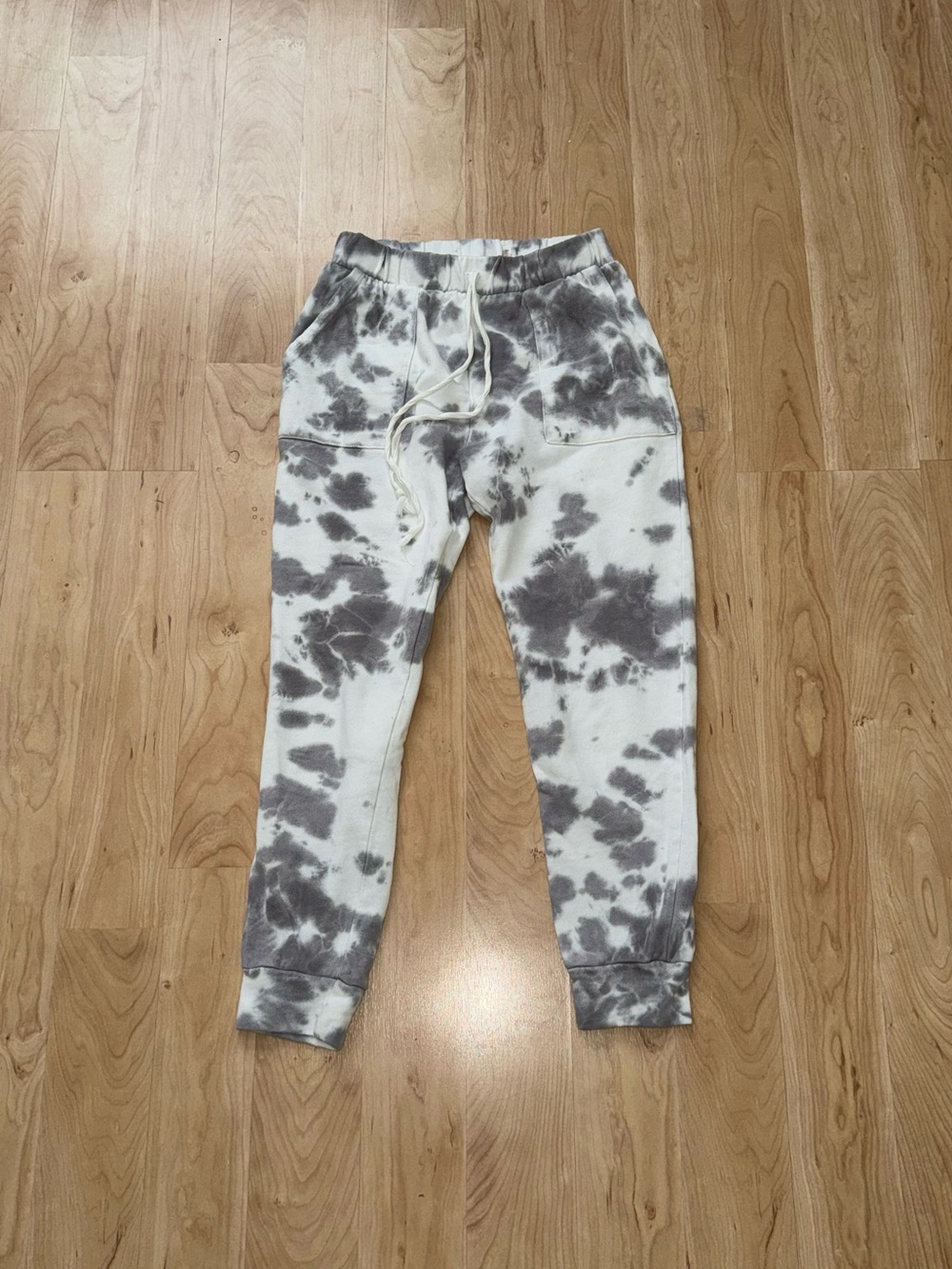 Source Unknown Gray and White Tie-Dye Jogger Pants
